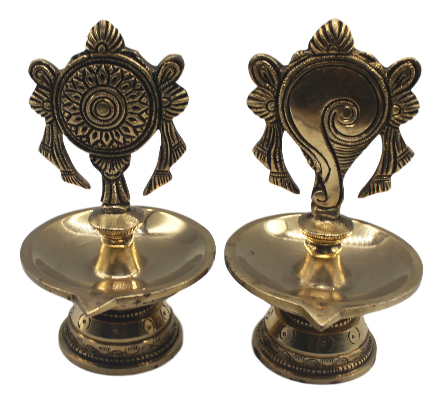 shanku chakra deepam brass