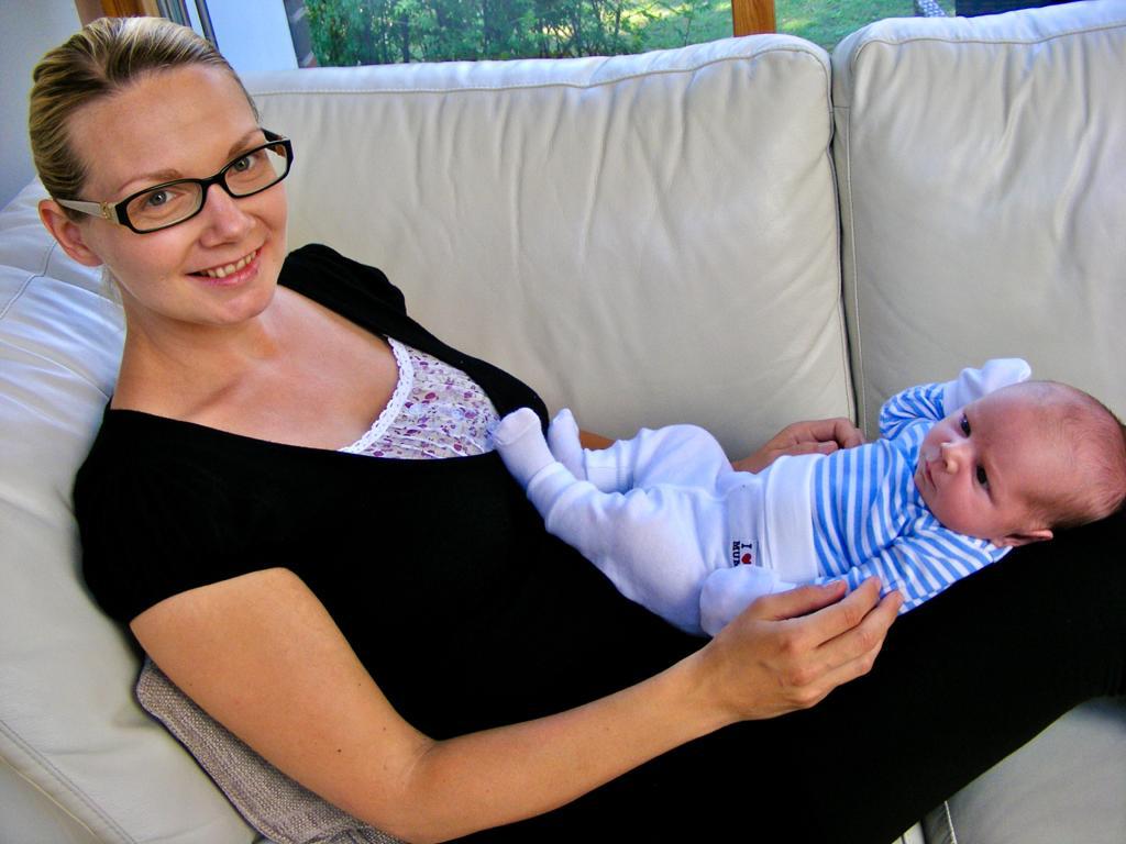 Laura McGrath with her newborn son