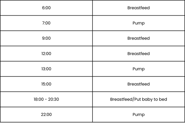 sample of breastfeeding and pumping combined schedule