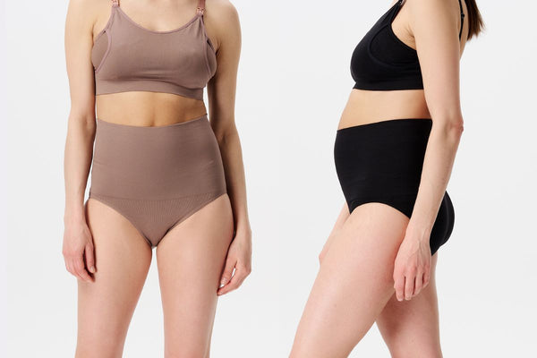 postpartum underwear by Noppies in two different colors - deep taupe and black