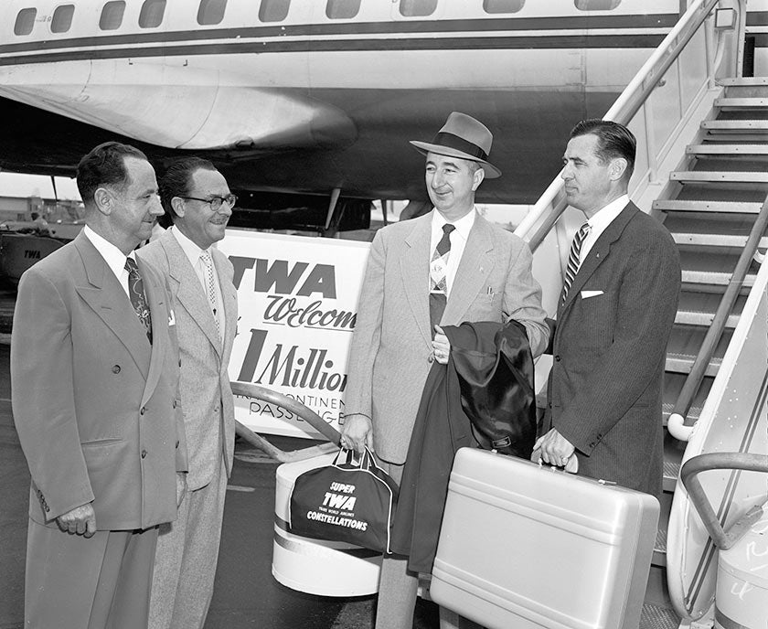 1954 airport photo - TWA Welcome 1 million Passengers