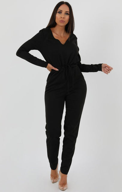 black loungewear jumpsuit