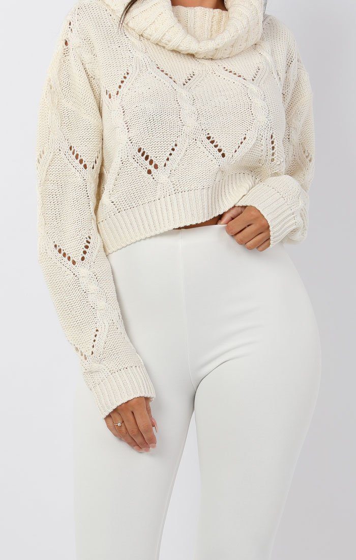 cropped polo neck jumper