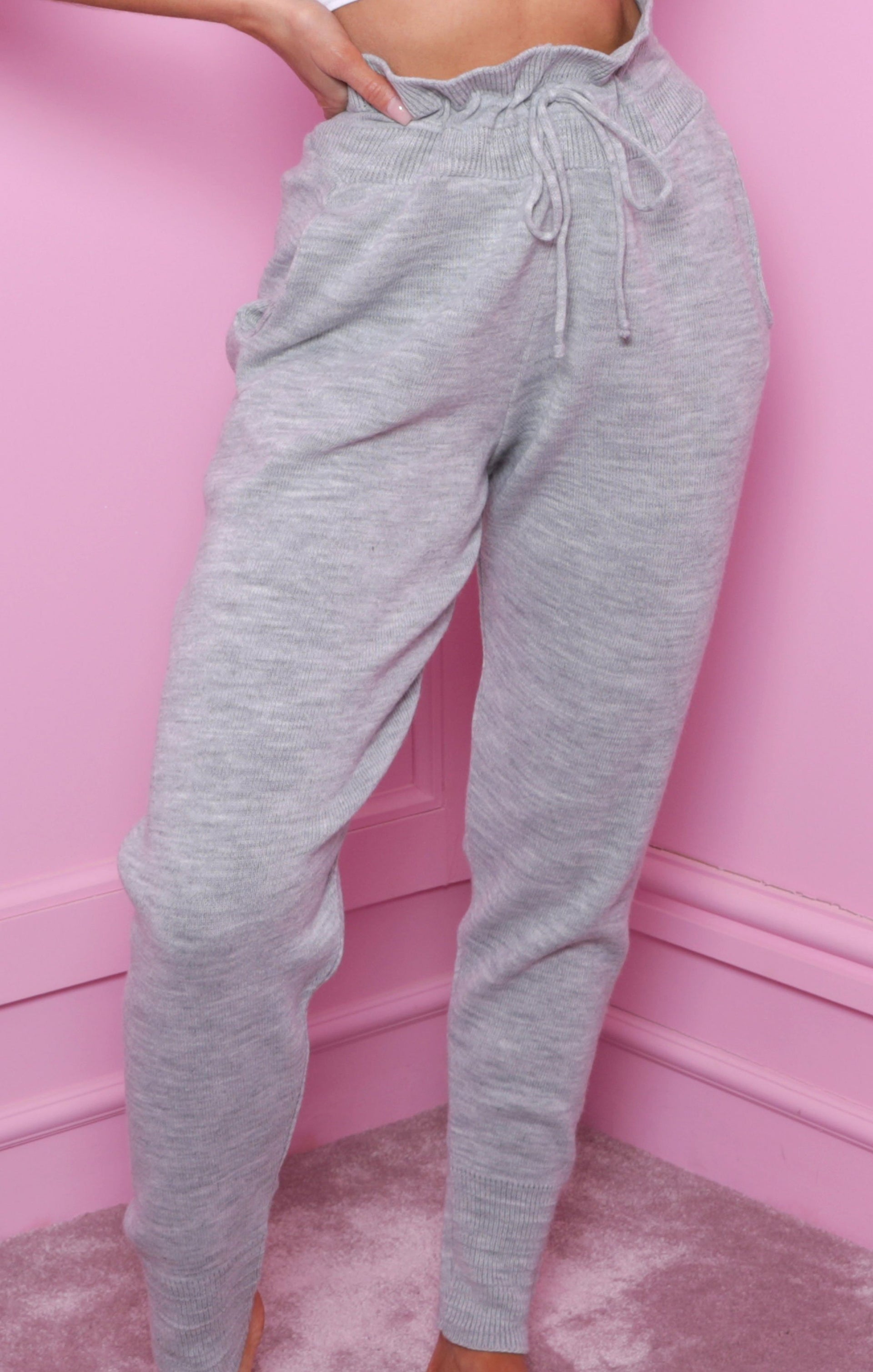 high waisted grey joggers