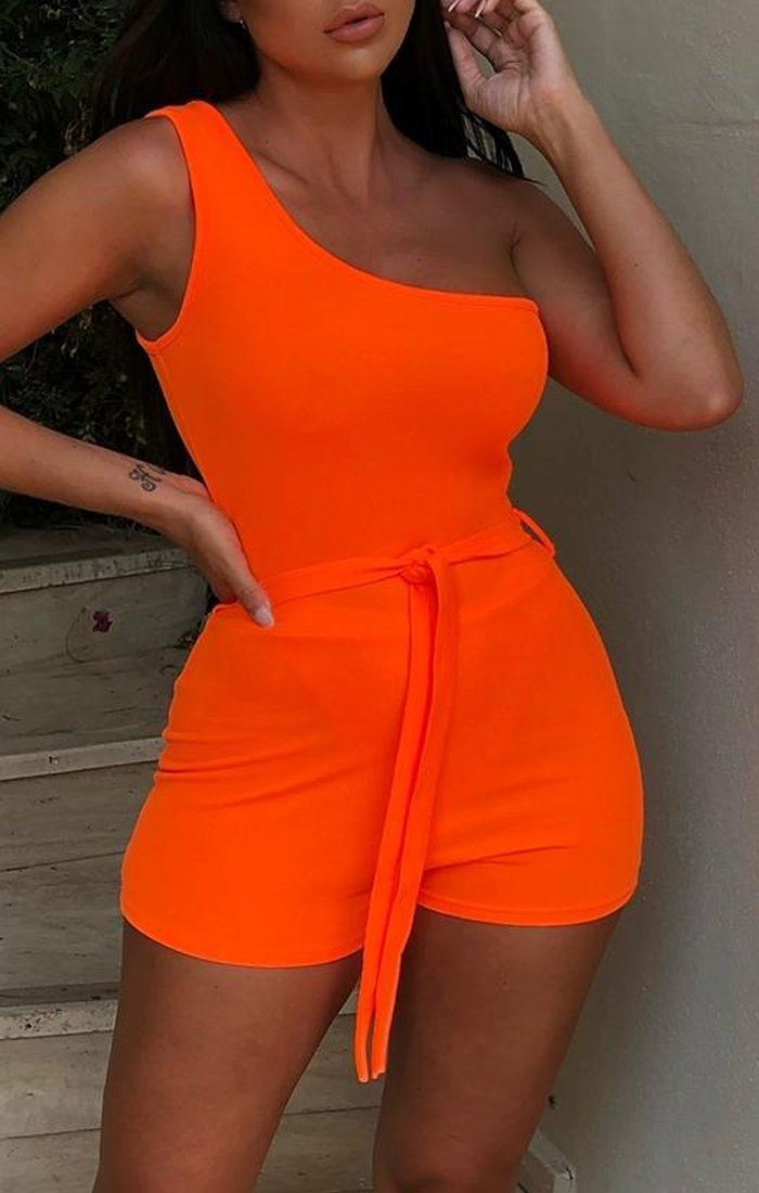 neon orange playsuit