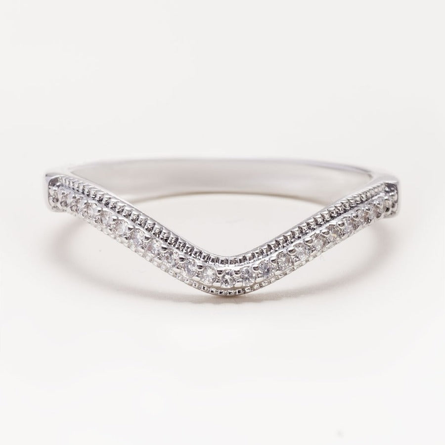 Chevron Diamond Wedding Band