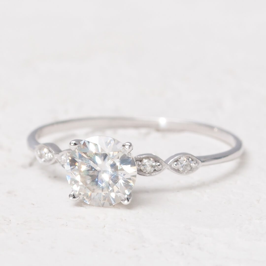 Moissanite Ring with Diamonds
