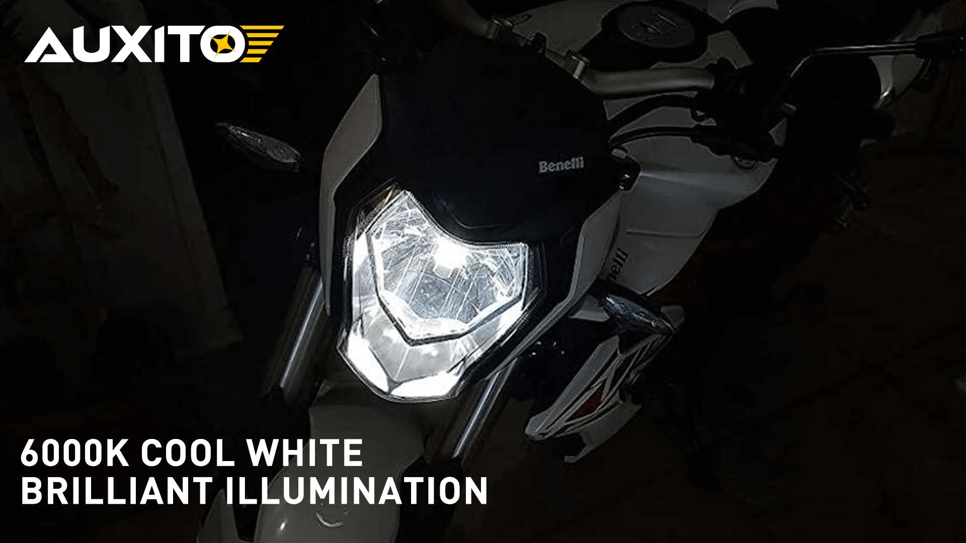 AUXITO H4 LED Light Bulb Motorcycle, 9003 HB2 LED Light 3000LM 6000K Cool  White 1860 CSP LED Chips, Pack of 1