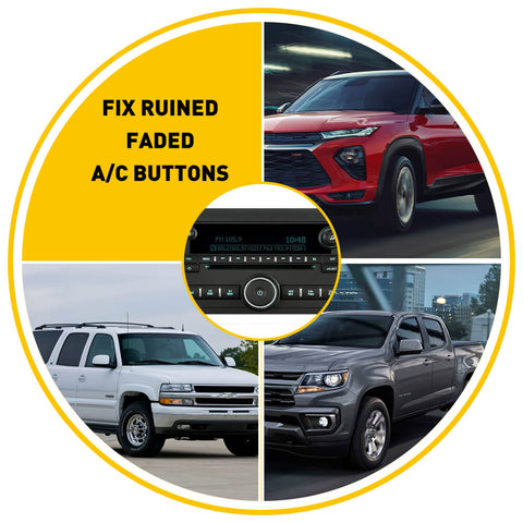 AC/Radio Dash Button Repair Kit, Fixing Ruined Faded Buttons Sticker Fits  Chevrolet Models