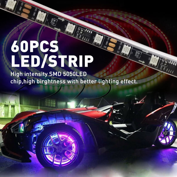 4*15.5 inch LED Wheel Ring Lights RGB Color Brake Chasing Turn