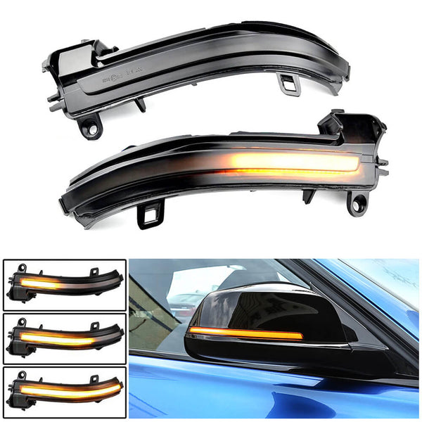 PWOBVZ Sequential Amber LED Side Marker Rearview Mirror Turn Signal Light  for BMW 1 2 3 4 Series F20 F21 F22 F30 F32 F33 E84 X1 i3，Smoked Lens  Dynamic