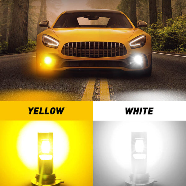 H8 LED Headlight/Fog Light High Low Beam Bulbs Dual Colors White Yellow  Lamps