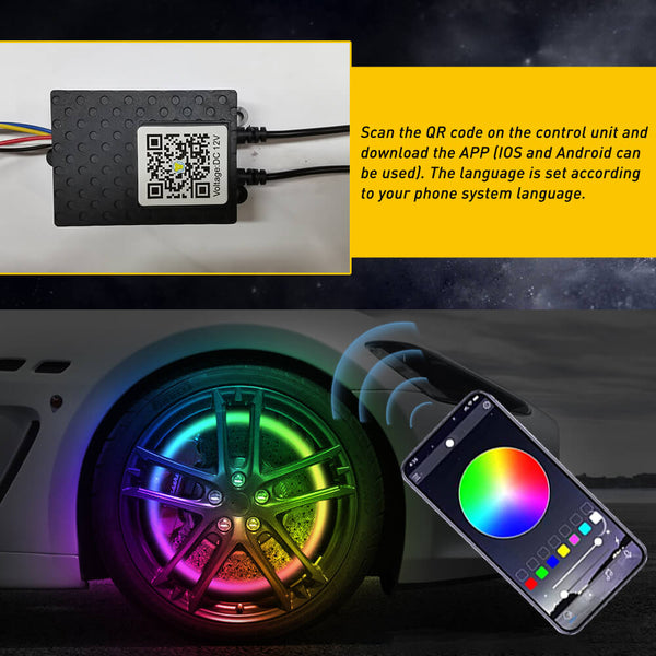15.5'' RGB Wheel Ring Lights LED Light For Truck Car Rim Lights Bluetooth  APP | eBay