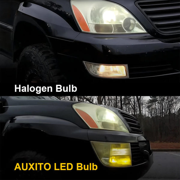 AUXITO H3 LED Fog Light Bulbs with 8 CSP chips 3000K Amber Yellow