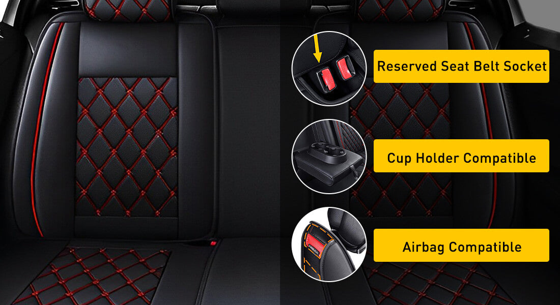 Full Set Leather Car Seat Cover 5 Pieces for 07-22 Silverado and Sierra  1500 2500HD 3500HD