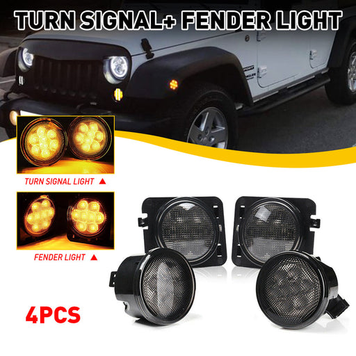 2007-2017 Jeep Wrangler JK Front Grille LED Turn Signal And Side Marker  Fender Lights — AUXITO