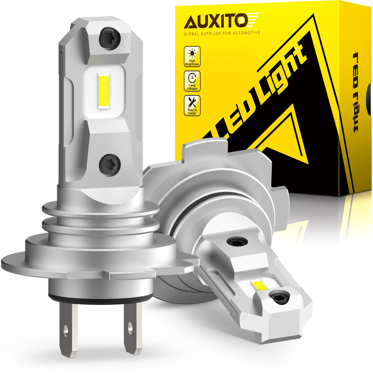 AUXITO H7 LED Bulb, Fanless 6500K with 8 CSP Chips Size