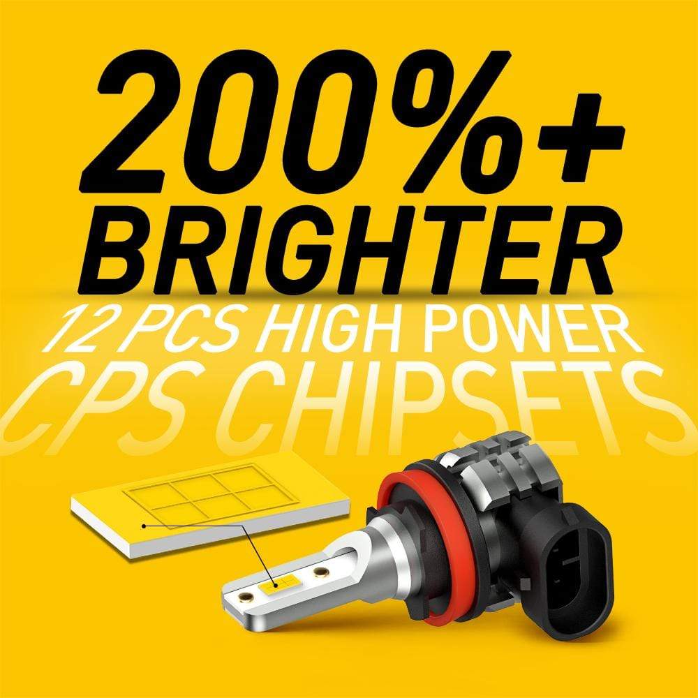 H11 H8 H9 H16 LED Fog Light Bulbs 4000 Lumens with CSP Chipsets Golden Yellow for DRL or Fog Lights Lamp Replacement