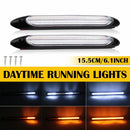 Universal LED Daytime Running Lights Strips White Light Turn Signal Yellow Flow-15.5/23.5/27.5/34.5cm