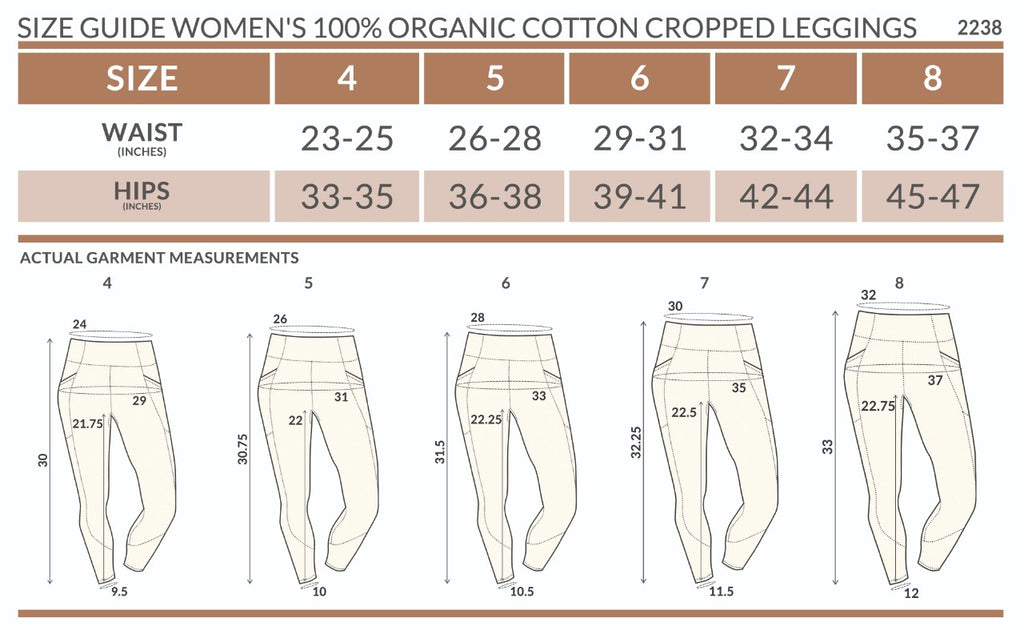Organic Cotton Women's Cropped Leggings – Cottonique - Allergy-free Apparel