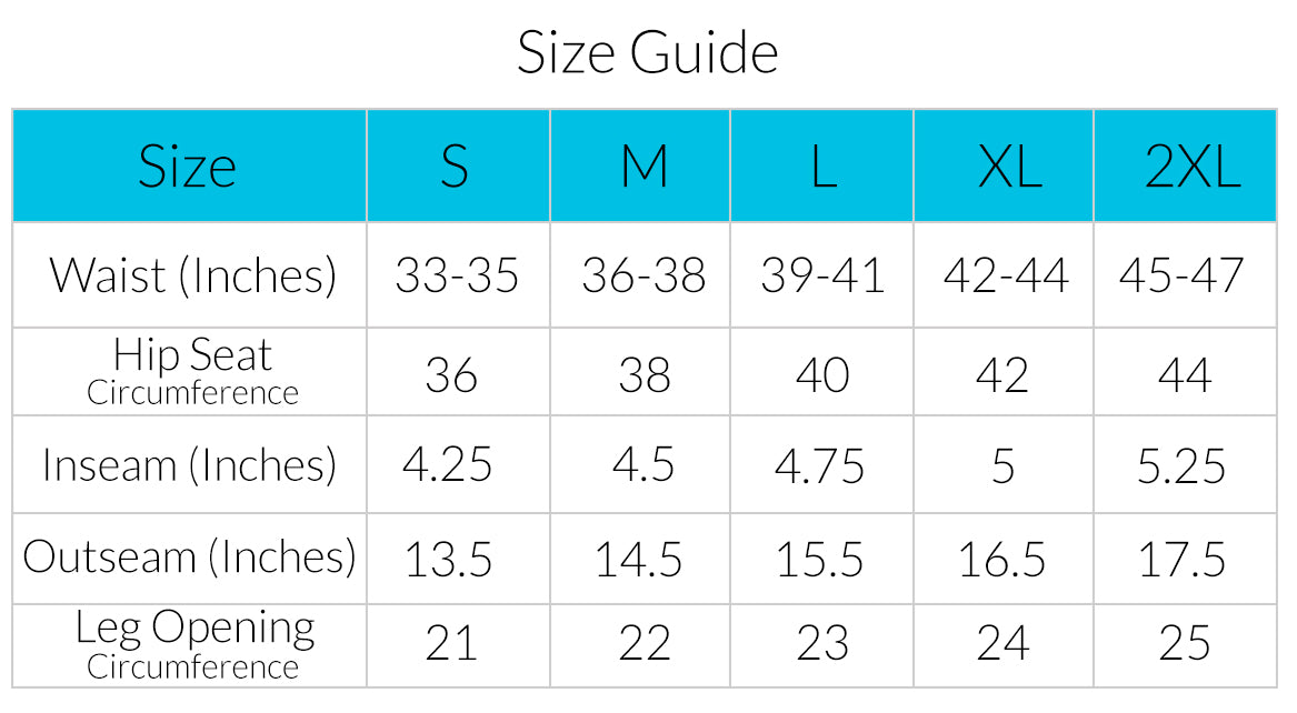Men's Boxer Size Chart