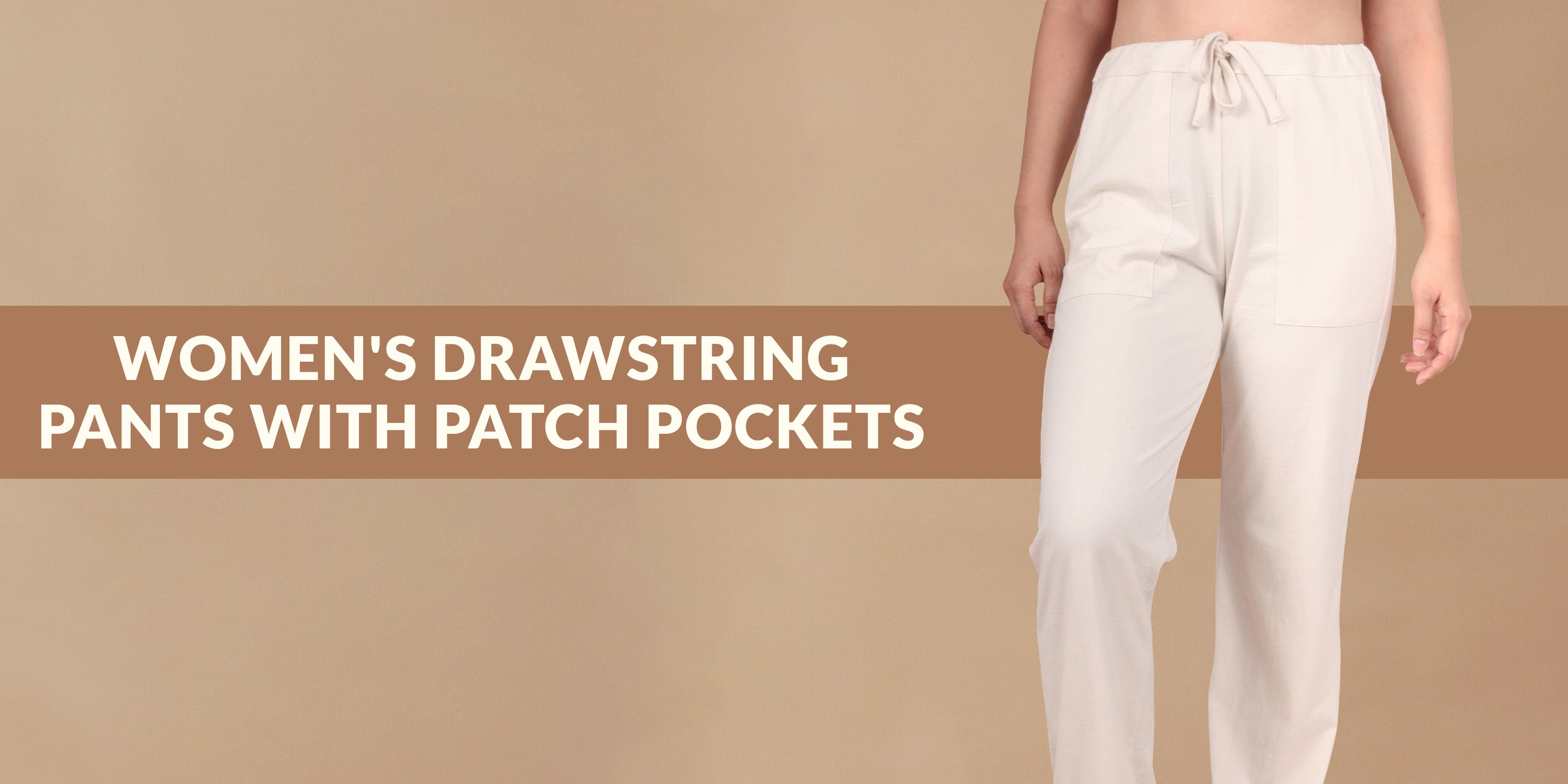 hypoallergenic drawstring pants with patch pockets for women