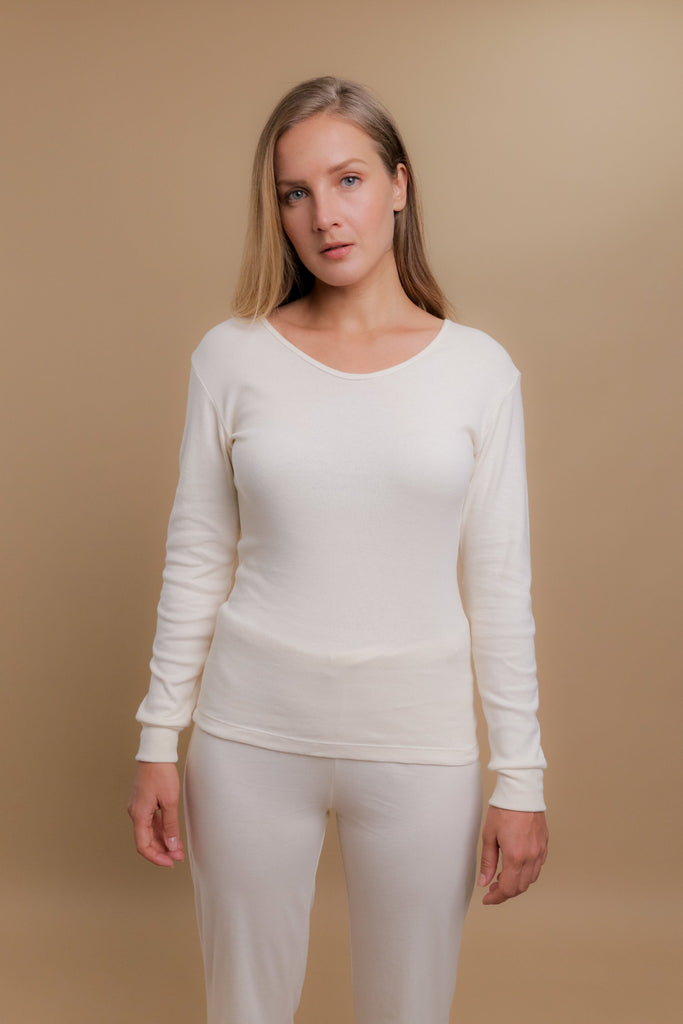 Hypoallergenic Women's Round Neck Cap Sleeve Shirt ( Natural ) – Cottonique  - Allergy-free Apparel