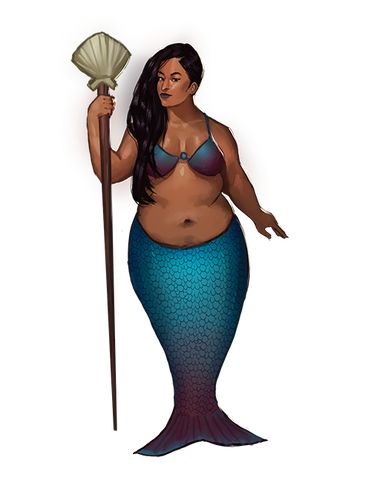Selena Plus Size POC Mermaid Holds Spear
