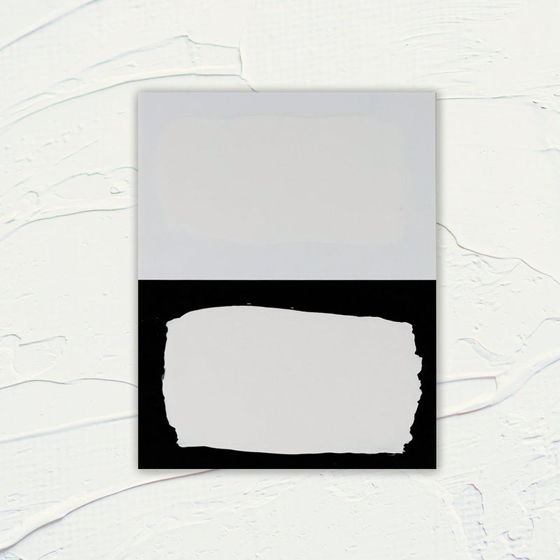 Swatch Card photo showing Chalk Based Furniture Paint on light and dark in Off White