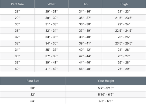 DU/ER Pants Size Guide