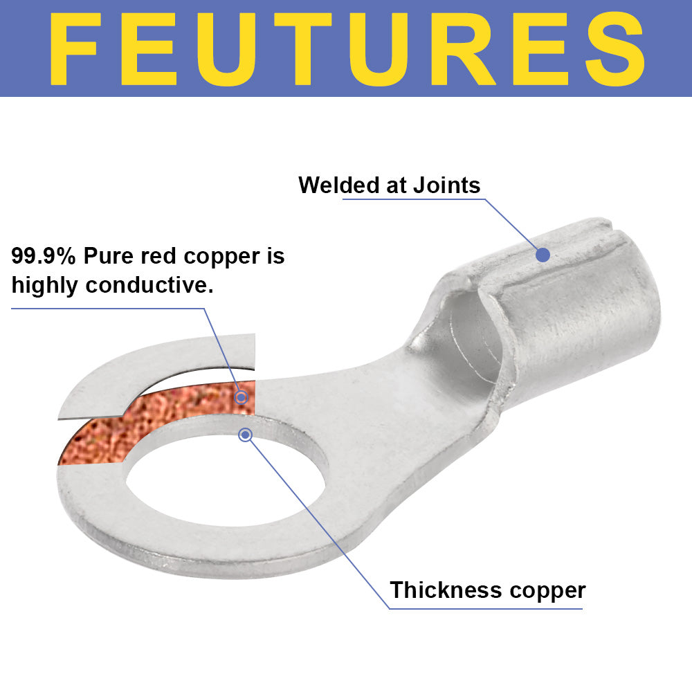 Wirefy 100 PCS Non Insulated Butt Connectors Kit - Butt Splice Connectors -  Uninsulated Crimp Wire Connectors - 24-8 AWG