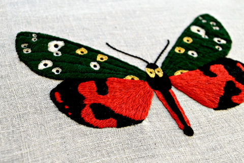 Scarlet Tiger Moth butterfly stitched in bright colors