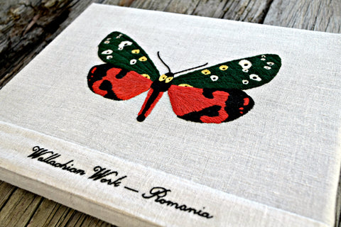 Wallachian work embroidered moth from Romania