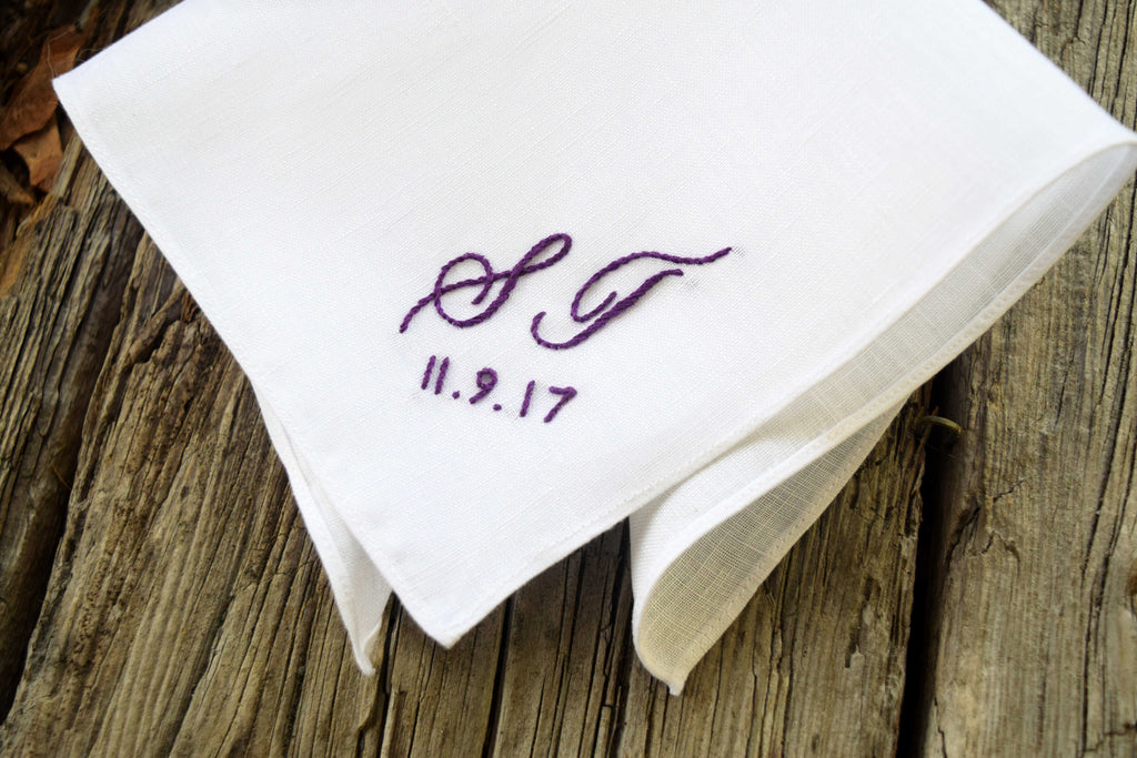 monogram handkerchief wedding