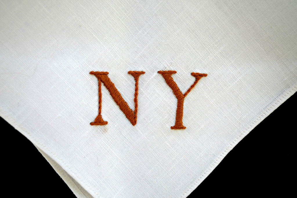 monogrammed linen pocket square