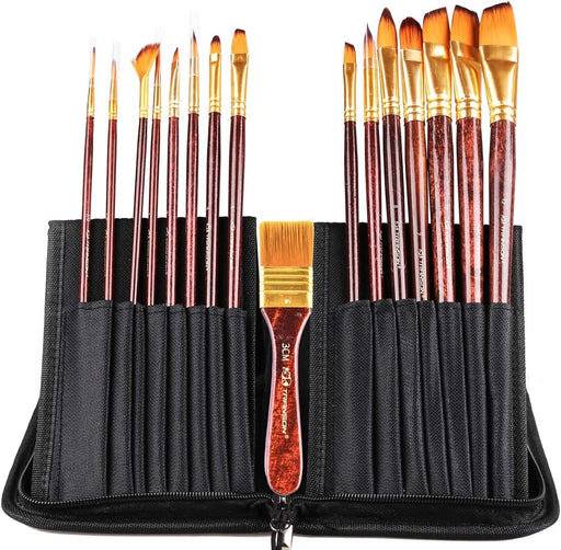Transon Red Sable Filbert Paint Brushes 6Pcs for Watercolor, Acrylic, Oil,  Tempera and Gouache Painting