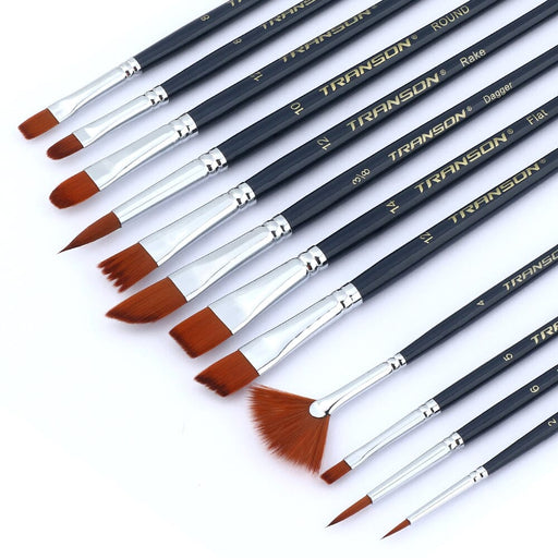 1set/10pcs Multifunctional Flat Paintbrushes Liner Brushes Watercolor Paint  Brushes Acrylic Brushes For Drawing & Painting