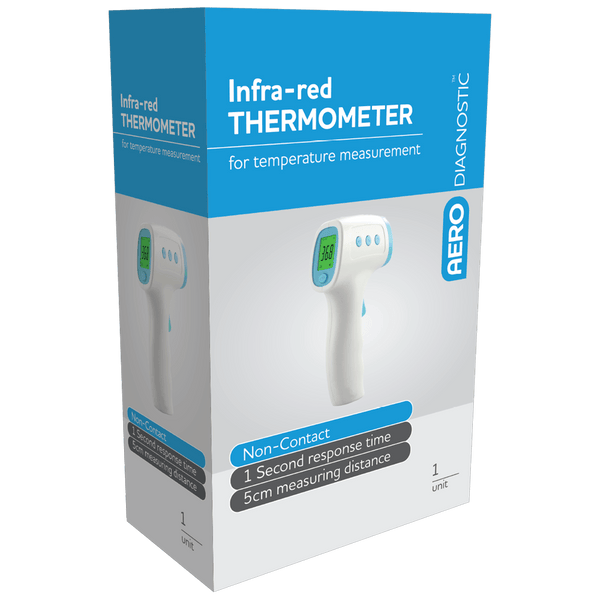 Aero Healthcare AERODIAGNOSTIC THERMOMETERS Pistol Grip Infrared Forehead Thermometer Blue
