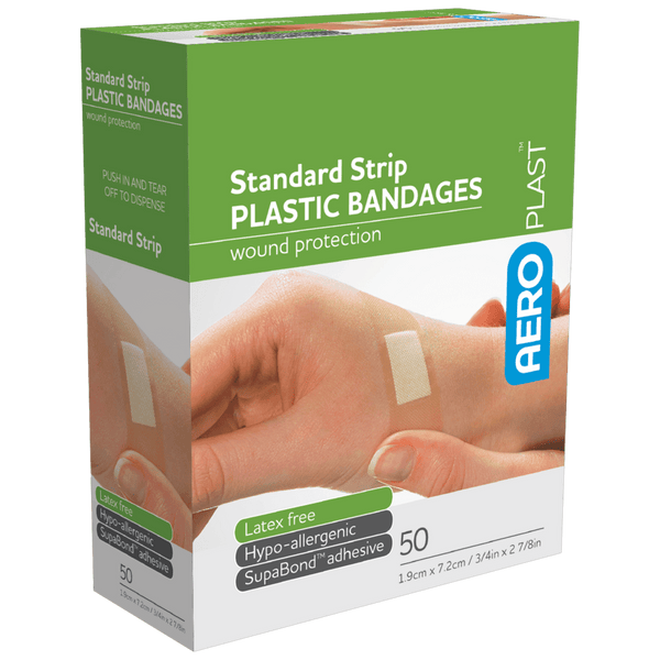 Aero Healthcare AEROPLAST Plastic Standard Strip 7.2 x 1.9cm Box/50