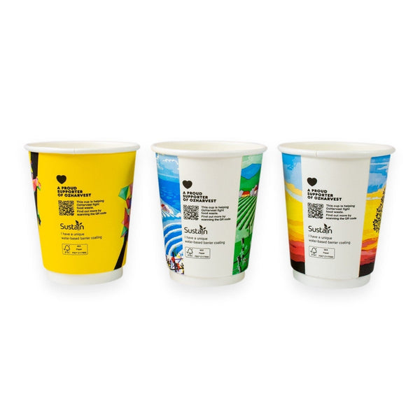 Sustain Disposable Cups Aqueous Hot Cup Double Wall 8oz