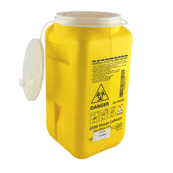 BD Medical Sharps Containers 1.4L / Tray Size (One Piece) / Yellow BD Sharps Collection Waste Bins