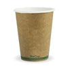Biopak Bags & Takeaway 12oz BioCup Single Wall Hot Cup with Kraft Green Stripe