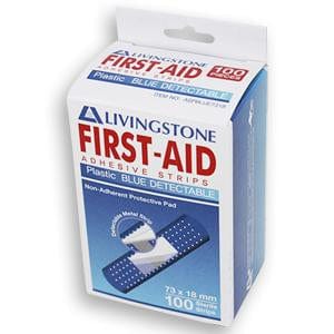 Livingstone Medical Consumables Blue Adhesive Strips with Pad 73x18mm