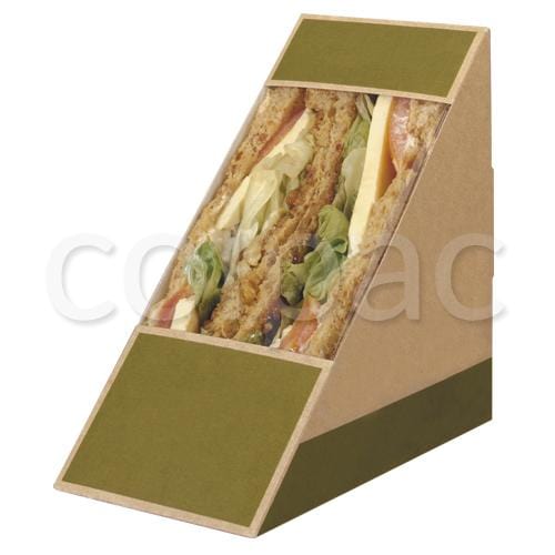 Colpac Food Packaging 123x72x123mm / Green Cafe Today Sandwich Wedge Khaki 123x72x123mm