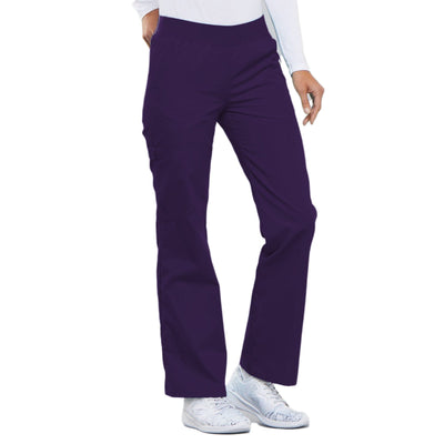 Cherokee Flexibles 2085 Scrubs Pants Womens Mid Rise Knit Waist Pull-On Eggplant - Image 2 of 4