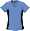 Cherokee Scrubs Top Cherokee Flexibles 2874 Scrubs Top Women's V-Neck Knit Panel Ciel Blue