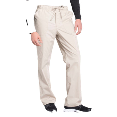 Cherokee Workwear Professionals WW190 Scrubs Pants Mens Tapered Leg Drawstring Cargo Khaki - Image 3 of 4