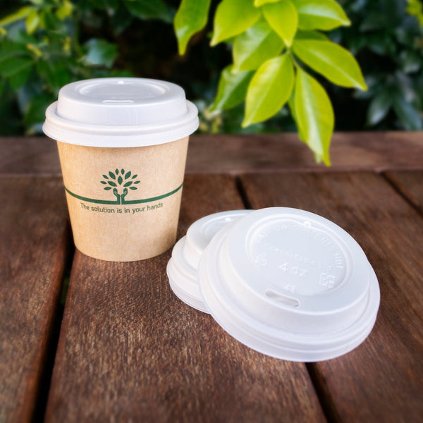 Sustain Disposable Cups Hot Cup Lid PLA White 4oz