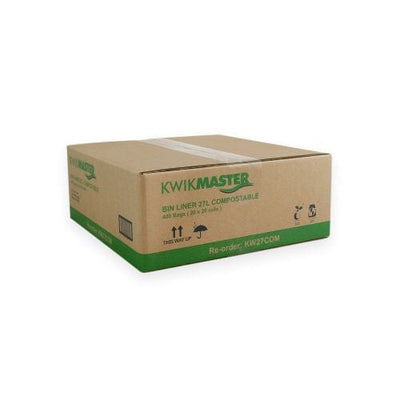 Kwikmaster Cleaning & Washroom Supplies Carton of 400 Kwikmaster Bin Liner Compostable 27L