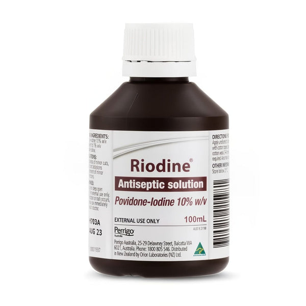 Perrigo Skin Preparation Riodine Solution 10% 100ml (Povidone Iodine 10%)